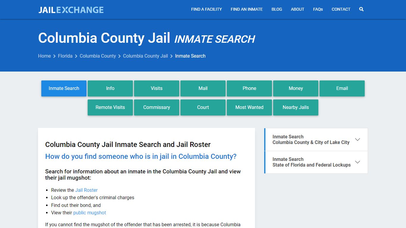 Inmate Search: Roster & Mugshots - Columbia County Jail, FL